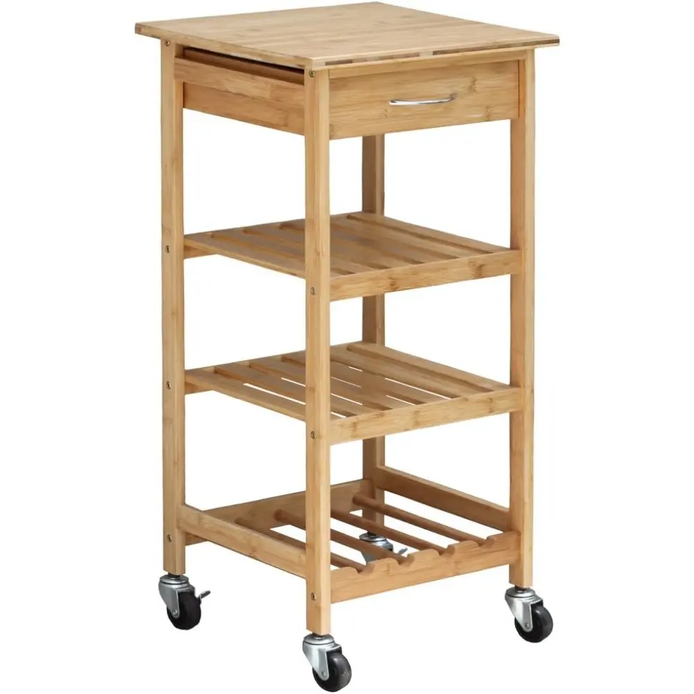 Design Group Bamboo Kitchen Trolley, Natural Organiser Racks Shelf