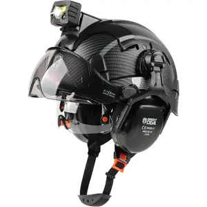 7-in-1 Safety Hard Hat Helmet with Rechargeable Headlamp, Visor & Ear Muffs, Vented Construction Hardhat with 6-Point Suspension, Industrial Safety Helmet Kit for Work & Forestry