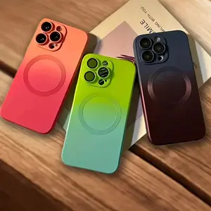 Magnetic Wireless Charge Gradient Color Soft TPU Phone Case, with Lens Protector, Shockproof phone case for iPhone 17 16 15 14 13 12 11 Pro Max Plus, Matte Back Cover The Perfect Combination Of Colors Showcases A Unique Personality