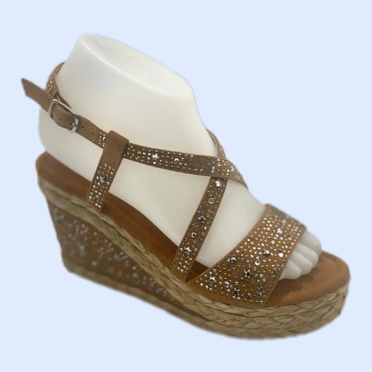 Women's Embellished Block Heel Platform Espadrille Wedge Sandals - Slip-On, Lightweight Leather, Rubber Sole, Comfortable Summer Walking Shoes for Women, Sandals For Women