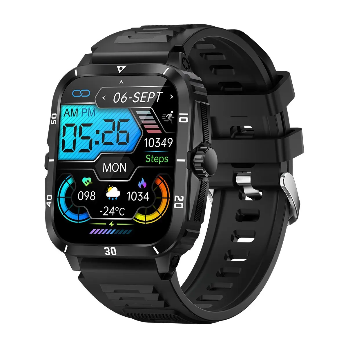 Rugged Wearable Smartwatch - Waterproof Wearable Tech for Campers, Swimmers, Outdoor Hiking GPS, Bluetooth Calling, Heart Rate & Blood Pressure Monitoring, Sweat & Mud Resistant, Charging, Phone Call