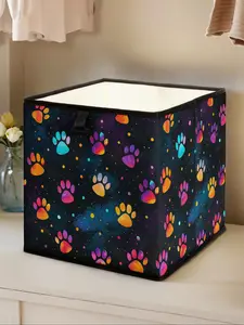 Colorful Dog Paw Print Open Storage Box, Multifunctional Storage Bin, Stackable Drawer Organizer, Durable Multi-Functional Design for Home Dorm Room Organization