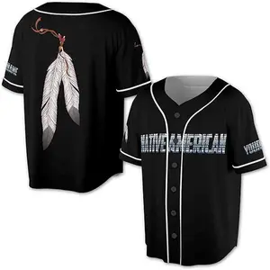 Leather Prayer Native American Symbol Indigenous 3D Baseball Jersey Size XS-5XL