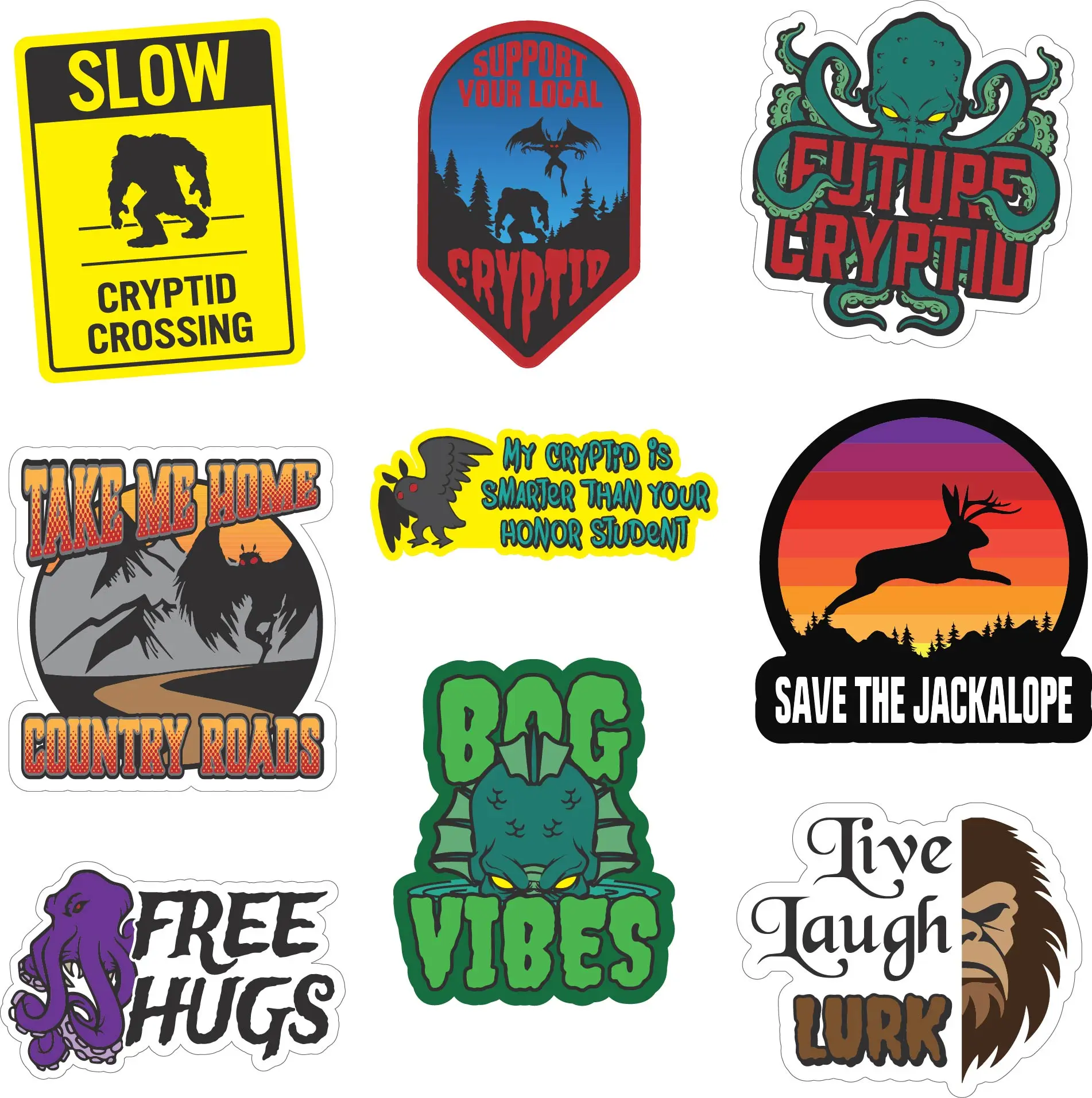 Cryptid Sticker Extra Large Stickers for Adults Funny Adhesives with Memes Funny Stickers with Colorful Graphic Decals Funny Sarcastic Multi Cryptid Sticker Extra Large Stickers for Adults Funny Adhesives with Memes Funny Stickers with Colorful Graphic Decals Funny Sarcastic Multi