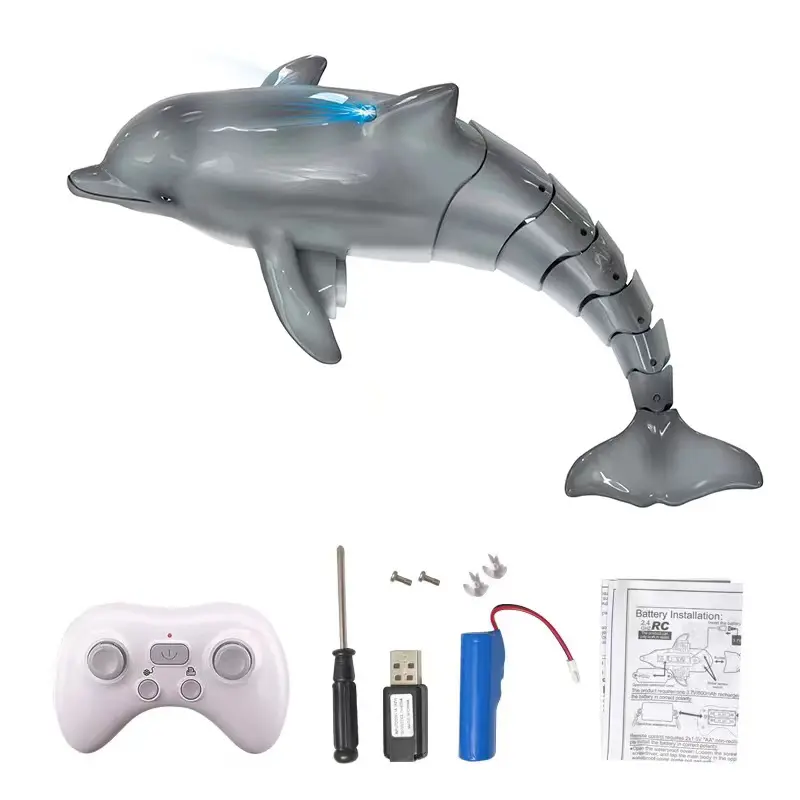 Remote Control Shark Pool Toys, 2.4G Remote Control Dolphin Toy, Water Toys with Light, Swimming Pool Bathroom Lake Gifts, Valentine's Day Gifts