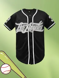 Los Angeles Baseball Jersey for Men Women, Vintage Short Sleeve Button Down Baseball Shirt, Unisex Casual Tops for Daily Wear Sports Party Outfits