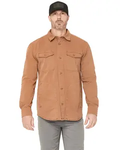 Hawx Men's Sal Twill Solid Button-Down Work Shirt Jacket - Hxfa25o5-Rucop