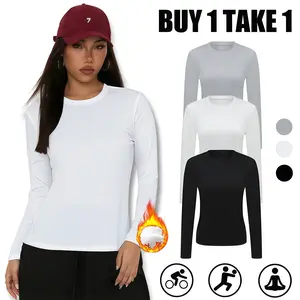 Women's Slim Fit Long Sleeve Crewneck Thermal Top Soft Stretchy Fabric Cozy Winter Essential for Layering and Cold Weather