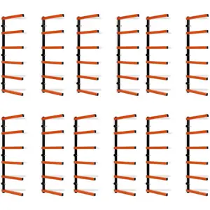 6 Pair of 6 Levels Shelf Lumber Rack Lumber Storage Rack Lumber Organizer Wood Organizer Steel Wall Mounted Max 600 Lb Decor Wooden
