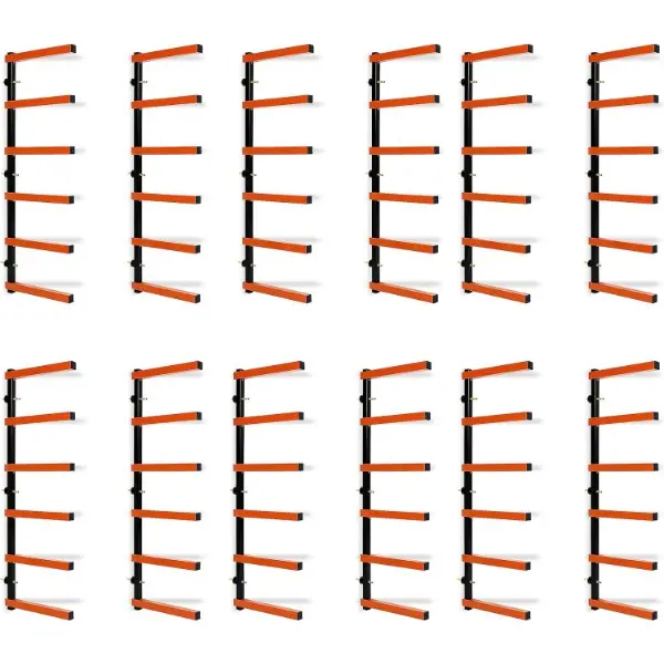 6 Pair of 6 Levels Shelf Lumber Rack Lumber Storage Rack Lumber Organizer Wood Organizer Steel Wall Mounted Max 600 Lb Decor Wooden