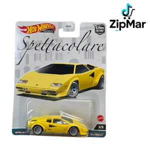 Hot Wheels Lamborghini Countach LP 5000 QV Yellow – Spettacolare Series Die-Cast Model Car, Collector’s Edition, Authentic Detailing, Premium Replica for Display & Gift, Rare Collectible