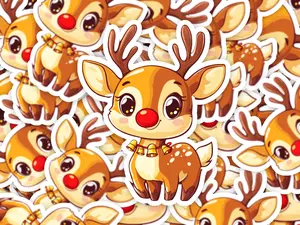 Cute Reindeer Sticker, Reindeer Sticker, Cute Christmas Sticker