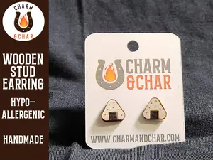 Onigiri Sushi Wood Stud Earrings - Food Fashion Earring