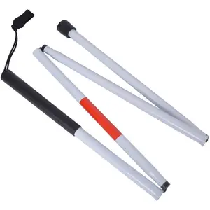 Folding Blind Cane Reflective Red Folding Walking Stick for Vision Impaired and Blind People