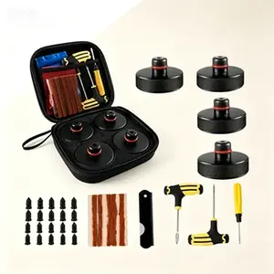 Jack Pad Pucks for Tesla Model Y/3/S/X (2016-2026) with Tire Repair Tools Kit, 4-Pack Reusable Lift Point Accessories with Storage Case, Easy Vehicle Jacking Solution Compatible with Tesla