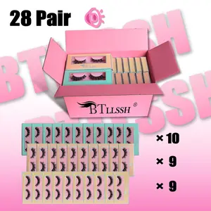 BTllSSH 28 Pairs Fake Eyelashes Set Soft Lightweight Handmade Hypoallergenic 3 Styles Comfortable Wear Gentle Skin No Irritation Wispy Faux Cluster Lash Cosmetic Makeup