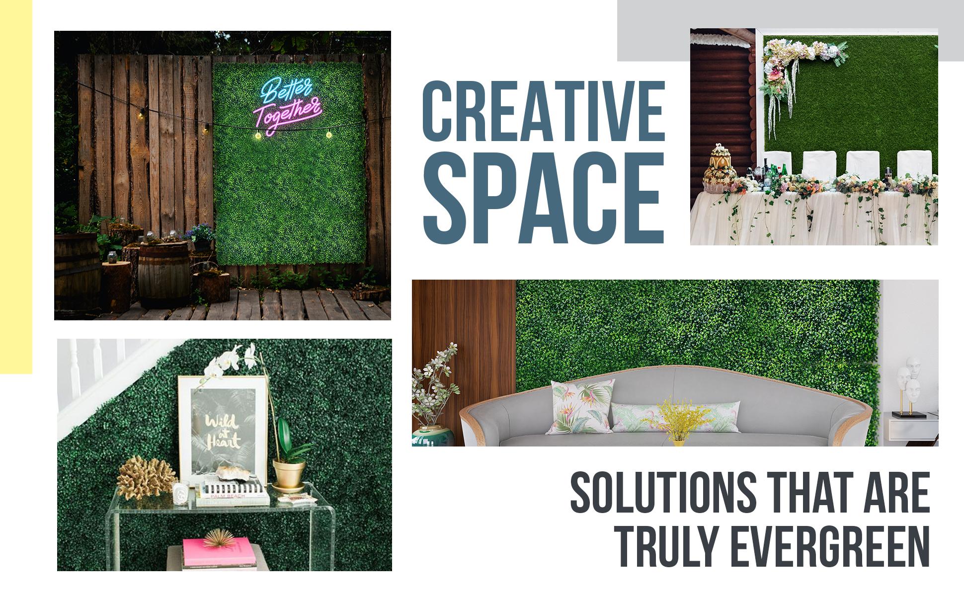 CREATIVE SPACE Grass Wall Panels Artificial Plants Wedding Backdrop 12 PCS 20 x 20 Inch Boxwood Panels Privacy Hedge Screen for Indoor Outdoor Garden Wall Decor Bedroom