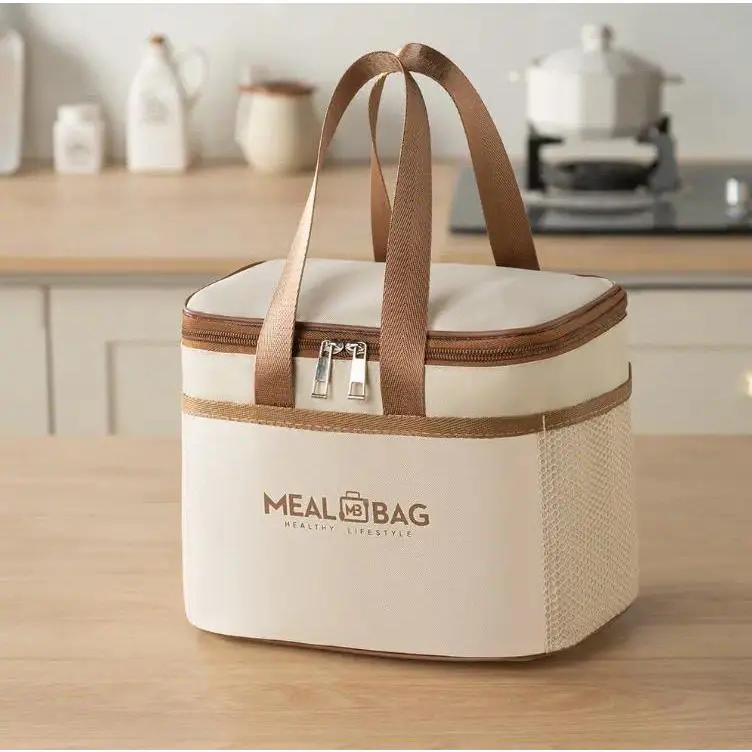 Minimalist Oxford Cloth Lunch Bag, Thermal Layered Cooler Tote for Office Lunch, Water Resistant Reusable Bags in Multi-Sizes, All Seasons tiktokshopbacktoschool