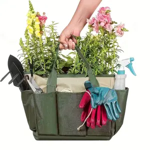 Garden Tool Bag Heavy-Duty Canvas Gardening Tote with Pockets Large Organizer for Women Men Stylish Solution for All Gardening Tasks
