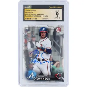 Dansby Swanson Atlanta Braves Autographed 2016 Bowman Prospects #BP50 CGC Fanatics Witnessed Authenticated 9/10 Card - Fanatics Authentic Certified