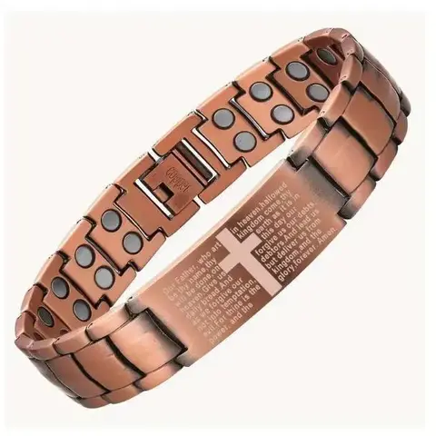 Male Ultra-Strength Magnetized Copper Bracelet-Bangle - Adjustable Link for Easy Sizing, Included Ring, Elegant Costume Jewelry, Thoughtful Gift for Fashion Accessories Enthusiasts