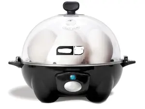 Egg Cooker: 6 Egg Capacity Electric Egg Cooker for Hard Boiled Eggs, Poached Eggs, Scrambled Eggs, or Omelets with Auto Shut Off Feature - Black