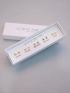 Bohemian Vintage Earrings Set, 5 Pairs, High-End Gift Box, Dope Color Ear Decor, Brass Material, Synthetic Zircon, Sakura, Clover, Heart, Flower, Flower Stud Earrings