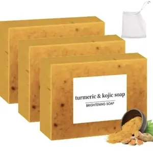 Turmeric & Kojic Acid Face Soap, Natural Handmade Bath Soap, Exfoliating Body Care Products for Men & Women, Skincare Essentials