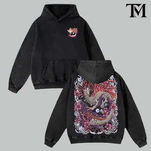 Monster Hunter Mizutsune the Bubble Fox Leviathan Heavy Metal Vintage Washed Oversized Hoodie & T-Shirt | Sakura Pink Graphic Tee | Faded Grunge Streetwear