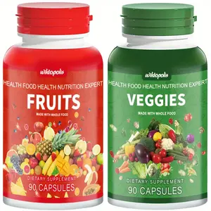 Wildopolis - Fruit and Veggies Capsules, 100% Natural Fruit and Vegetable Vitamins, Vegetable and Fruit Supplements for Women, Men and Kids