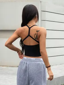 Women's Yoga Sports Bra, Gym Sports Bra, Sexy Y-Back Design, Solid Color Pattern, All-Season Use, Upper Support Style, Suitable for All Seasons