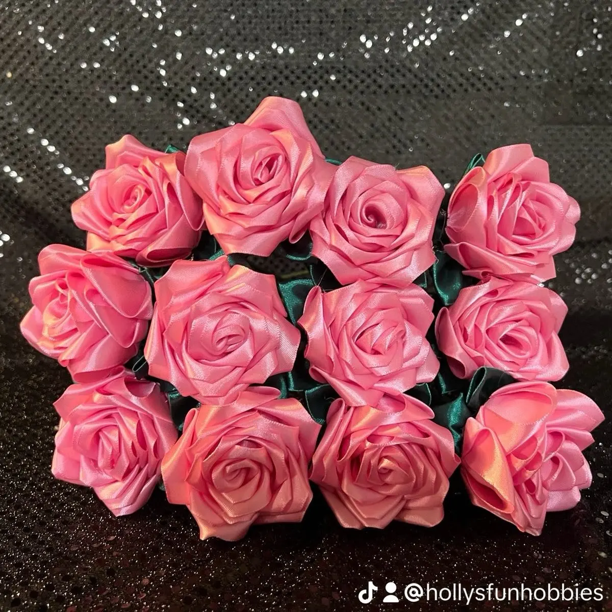 Pink handmade satin roses