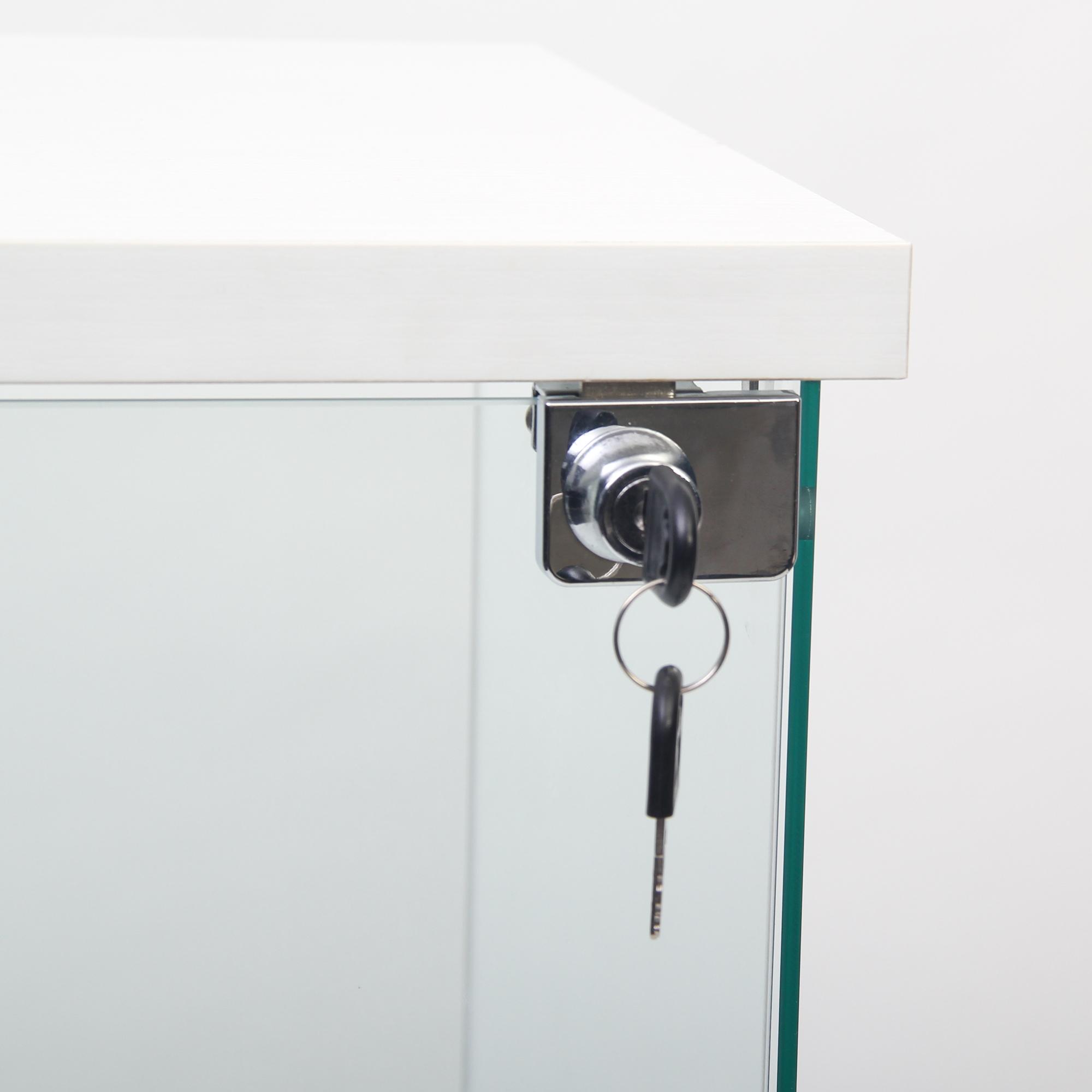 Glass Display Cabinet 4 Shelves with Door, Floor Standing Curio Bookshelf for Living Room Bedroom Office, 64.7"*16.7"*14.3" white