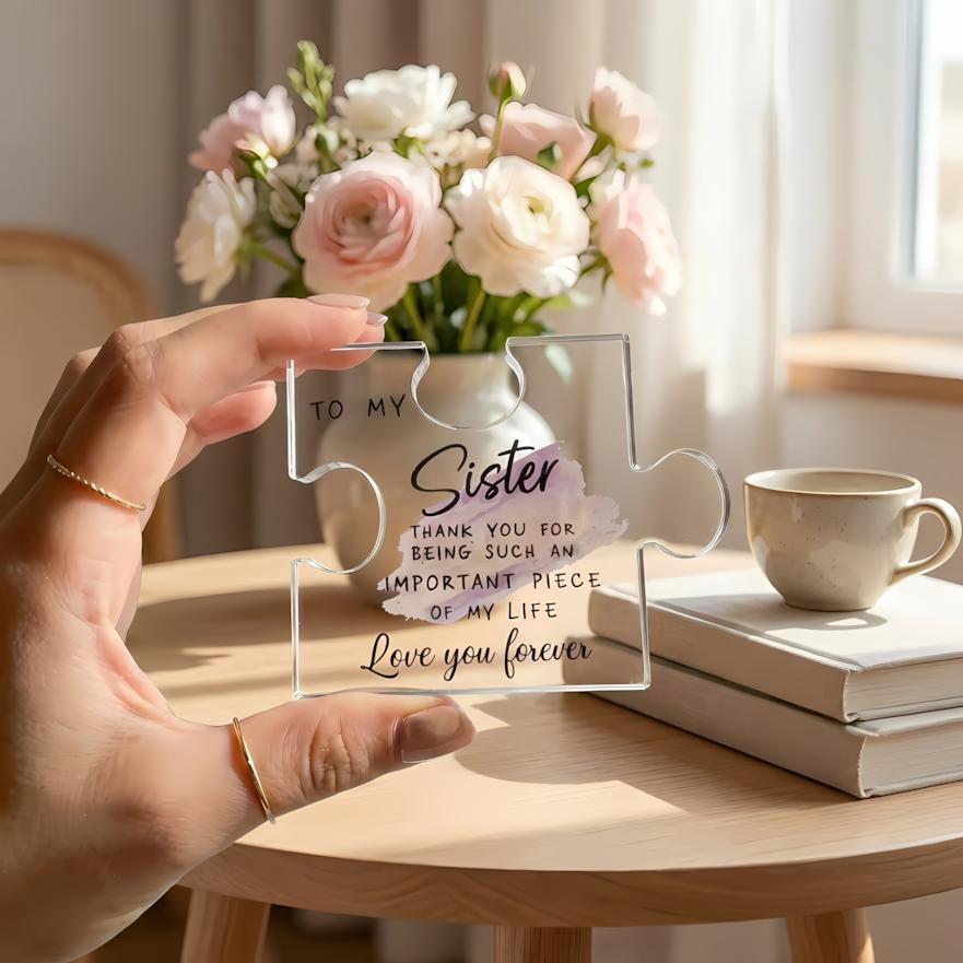 Acrylic Puzzle Plaque for Sisters, Heartfelt Friendship Keepsake, Photo Prop Decor for Best Friends, Thoughtful Gift for Birthdays, Weddings & Holiday Season
