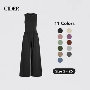 Cider Sleeveless Wide Leg Overalls