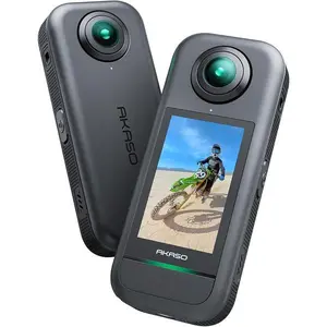 AKASO 360 Weatherproof 360° Action Camera - 5.7K 360 Video with 1/2" 48MP Sensors, 72MP 360 Photo, 360-SuperSmooth, 2.29" Touchscreen, Invisible Selfie Stick Effect, 360° Horizon Lock, AI Tracking