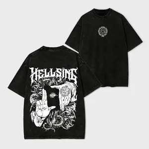 Alucard Hellsing Hand Signs Unisex Oversize Anime Manga Washed Heavyweight Cotton T-shirt, Gift For Anime Fan, Anime Lover, Hellsing shirt