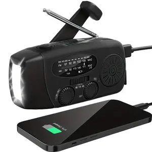 Portable Solar Powered Radio, Multifunctional Emergency Hand Crank Radio with 3 LED Flashlight, AM/FM/NOAA Weather Band Radio for Camping & Outdoor Use, Handheld Radio, Portable Survival Radio