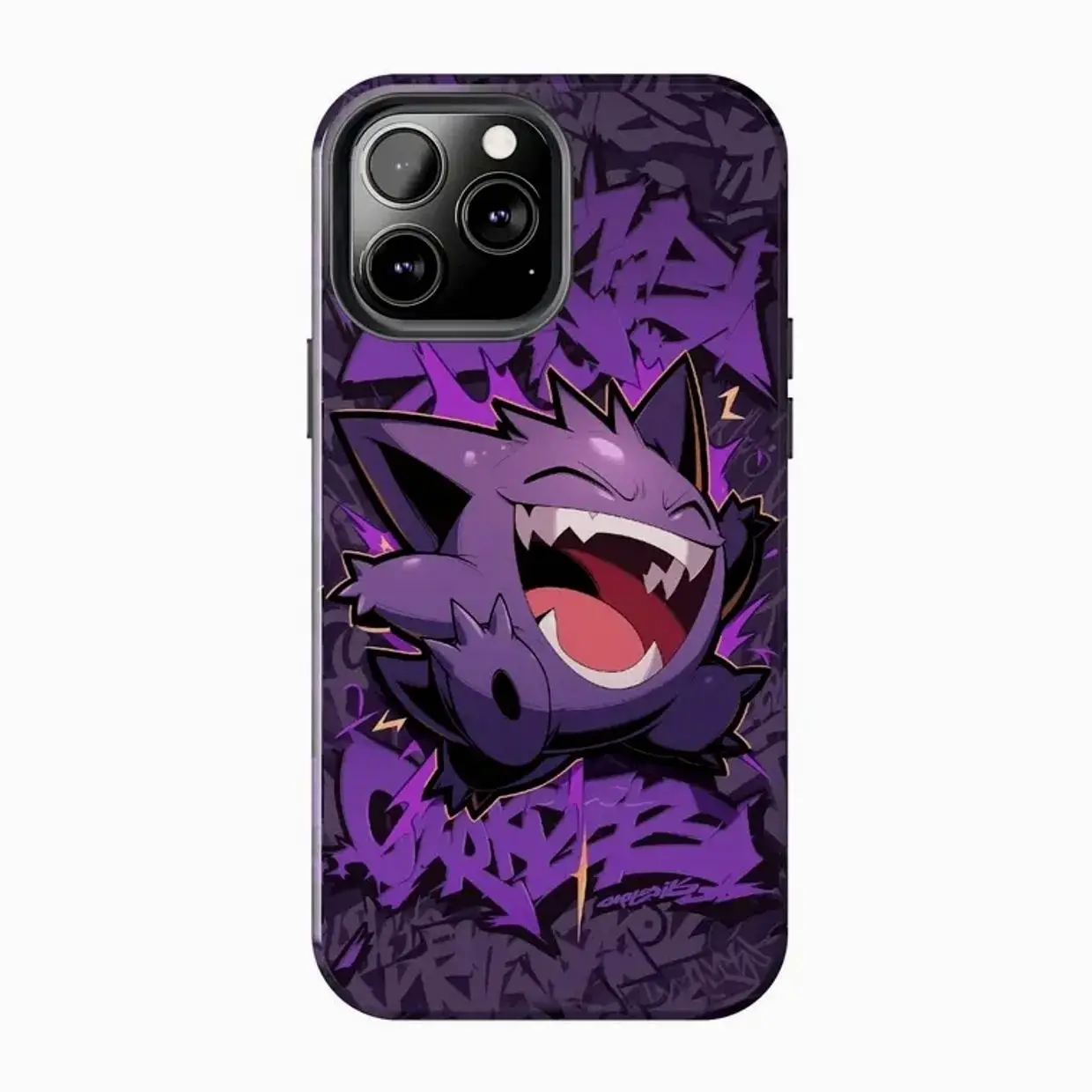 Purple Ghost Gengar Evolution Case Compatible with iPhone 17, 16, 15, 14, 13, 12, 11, X & Galaxy