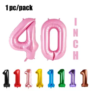 1pc Large Size 40 Inch Number Balloon for Birthday, Anniversary, DIY Party Decoration Foil Balloons Shiny Finish