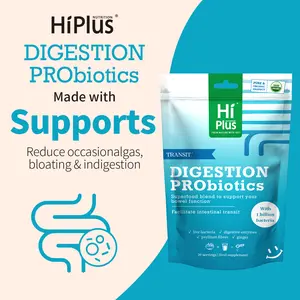HiPlus Digestion Probiotics with 9 Strains, 10 Plant Digestive Enzymes & Fiber –Weight&Immune Support, Gut Health Boost, Non-GMO, Vegan, Bloating Relief