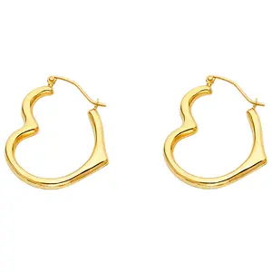 14k solid gold angled heart earring (large)