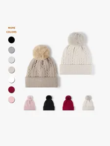 Women's Knitted Hat with Fleece Lining, Thick Warm Ear Protection Design, Fashionable Versatile Outdoor Cycling Travel Accessory, Beanie Fitted