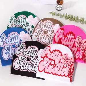 Trendy Knit Beanie with Dice & Letter Design for Autumn & Winter - Casual Hip-Hop Style