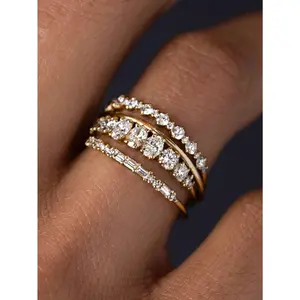 4pcs/Set Stackable Rings Set Minimalist Thumb Everyday Ring Statement Promise Wedding Bands Engagement Rings For Women