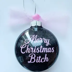 Glitter Ornament Black Christmas - Shatterproof