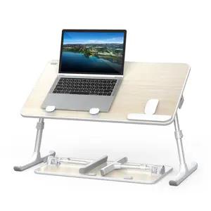 Laptop Desk for Bed, SAIJI Lap Desks Bed Trays for Eating Writing, Adjustable Computer Laptop Stand, Foldable Lap Table in Sofa and Couch（23.6 x 13 In）Teak Furniture Wood