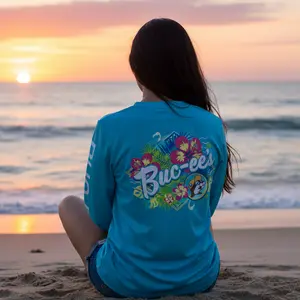 Buc-ee's Long Sleeve Performance Tropical Turquoise Shirt