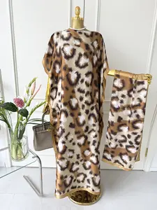 Women's Leopard Print Cape Shawl & Scarf Set, Elegant Beach Cover-Up For Holiday Vacation, Swimsuit Cover Up