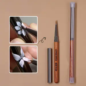 Nail Art Pen with Sandalwood Handle, Triangle Paint Brush for Butterfly & Flower Designs, Manicure Tool Set for Nail Decoration